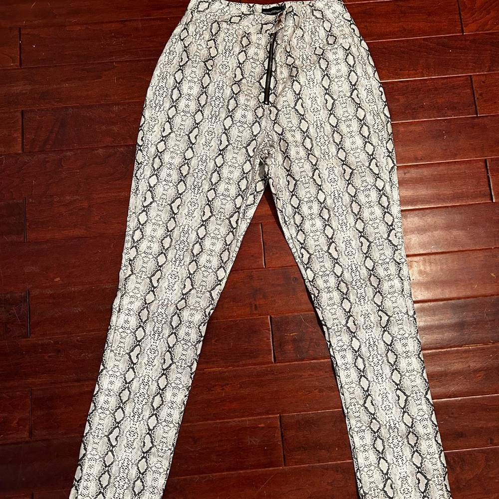 Black and white snakeskin PrettyLittleThing pants
